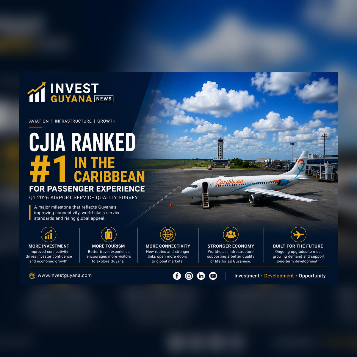 CJIA Ranked #1 in the Caribbean for Passenger Experience: What It Means for Guyana’s Economy