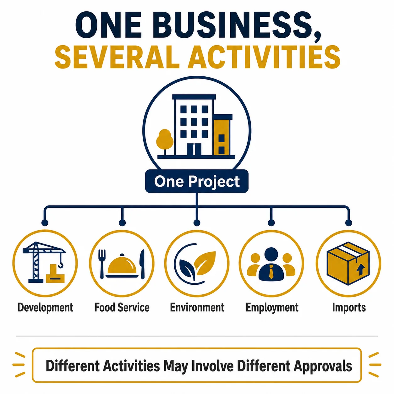 Infographic showing how one business can involve several regulated activities.