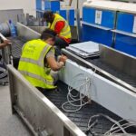 Installation work on the new baggage-handling system at Cheddi Jagan International Airport