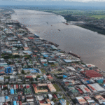 Aerial view of Georgetown and the Demerara River