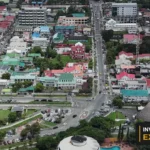Aerial view of Guyana’s built environment from Invest Guyana’s approved drone archive.