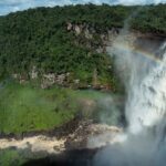 Aerial view of Kaieteur Falls and surrounding rainforest in Guyana