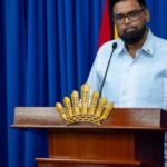 President Irfaan Ali speaking at a September 2026 press conference in Guyana