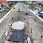Roadworks on the LBI Estate access road, East Coast Demerara.
