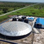 Aerial view of the Cummings Lodge water treatment plant in Guyana.