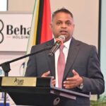 Minister Deodat Indar addresses the 2026 Canada–Guyana Business Forum in Georgetown.