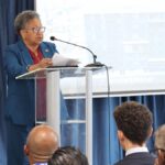CARICOM Secretary-General Dr Carla Barnett addresses the World Trade Centre Georgetown International Trade and Investment Conference.