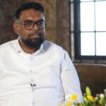 President Dr Mohamed Irfaan Ali speaks during an official interview about the Guyana Development Bank.