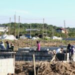 Rows of low-income homes under construction at Le Reconnaissance on the East Coast of Demerara.